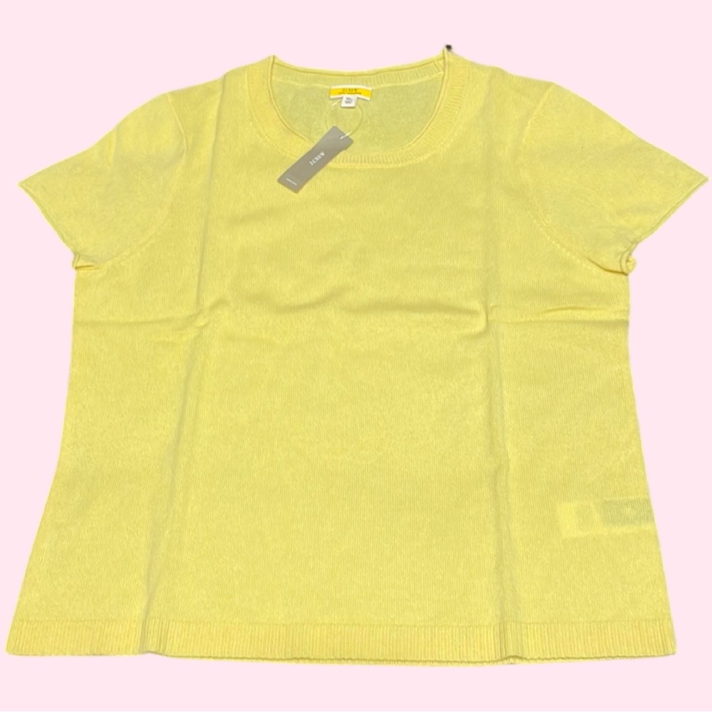 J Crew Relaxed Short-sleeve cashmere tee; color: Lemon Zest